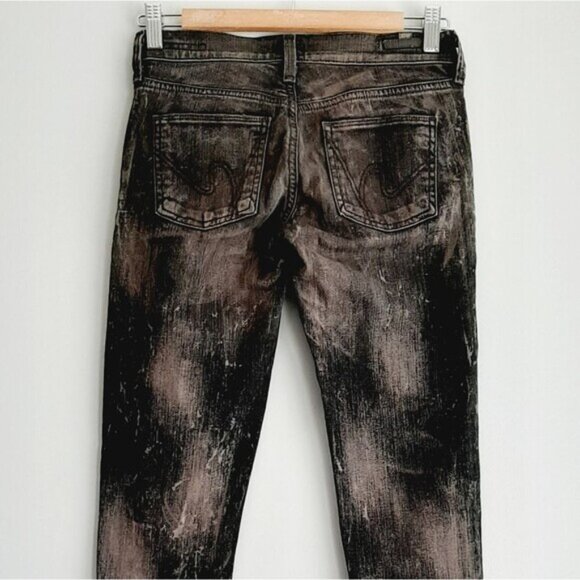 COH | Avedon Low-Rise Skinny Leg Jeans Acid Tie-Dye Distressed Gray Black Sz 24 - Picture 5 of 11